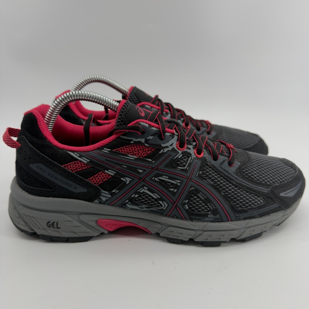 Asics Gel-Venture 6 Womens Trail Running Shoes Black Pink Grey Size 9